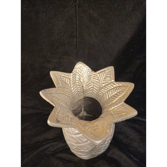 Silver Pineapple-Shaped Decorative Vase 9" Textured Finish Unique Design - Picture 8 of 8
